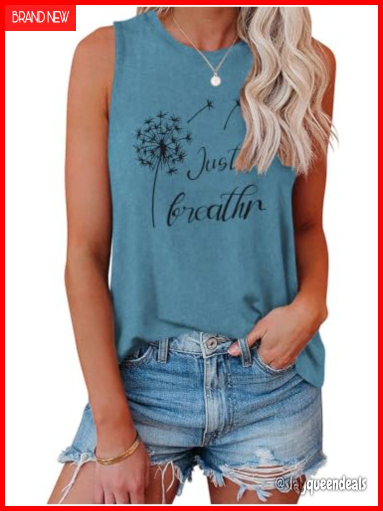 Womens Crew Neck Sleeveless Tank Top Loose Fit Summer Basic Tunic Shirts
